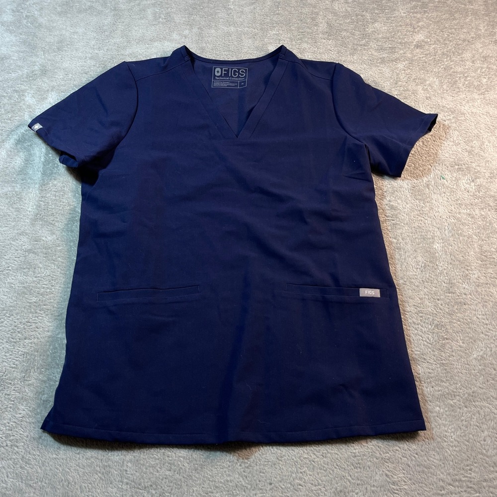 FIGS Scrub Top Women's Medium Blue V-Neck Short Sleeve‎ Medical Nurse Healthcare